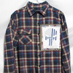 Custom flannel shirt size large 2nd amendment skull